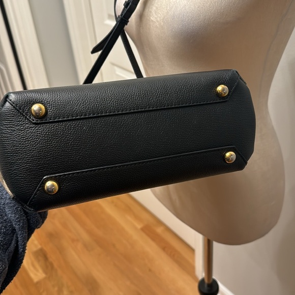 Burberry Black/Beige Leather and House Check Fabric Small Banner Tote - Picture 8 of 11